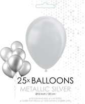Metallic zilveren ballonnen | 25 stuks