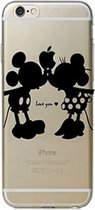 Geschikt voor Apple iPhone 6 Plus / 6S Plus softcase silicone hoesje met zwart Mickey & Minnie Mouse Disney motief