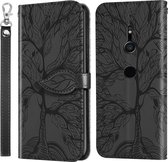 Voor Sony Xperia XZ2 Life of Tree Embossing Pattern Horizontale Flip Leather Case met houder & kaartsleuf & portemonnee & fotolijst & Lanyard (zwart)