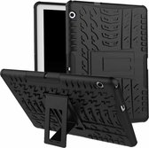 Voor Huawei MediaPad T3 10 Bandentextuur Schokbestendig TPU + PC beschermhoes met houder (zwart)