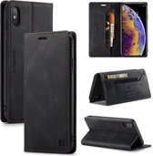 AutSpace A01 Retro Skin-feel Crazy Horse Texture Horizontale Flip lederen tas met houder & kaartsleuven & portemonnee & RFID voor iPhone XS Max (zwart)