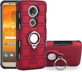 Voor Motorola Moto E5 Plus US versie 2 in 1 kubus pc + TPU beschermhoes met 360 graden draaien zilveren ringhouder (rood)