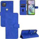 Voor Motorola Moto G 5G Effen Kleur Huidgevoel Magnetische Gesp Horizontale Flip Kalfsstructuur PU Lederen Case met Houder & Kaartsleuven & Portemonnee (Blauw)