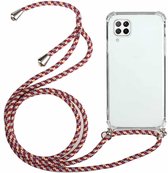 Voor Huawei P40 Lite Four-Corner Anti-Fall transparante TPU beschermhoes met lanyard (roodgrijs)