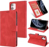 Fantasie Klassiek Huidgevoel Kalfsleer Textuur Magnetische gesp Horizontale Flip PU lederen tas met houder & kaartsleuf & portemonnee voor iPhone 11 Pro Max (rood)