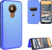 Voor Nokia 5.3 Carbon Fiber Texture Magnetische Horizontale Flip TPU + PC + PU Leather Case met Card Slot (Blue)
