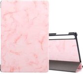 Voor Samsung Galaxy Tab S7 T870 Marmeren Textuur Patroon Horizontale Flip Leren Case, met Drie-vouwbare Houder & Sleep / Wake-up (Roze)