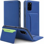 Voor Samsung Galaxy S20 Plus 5G Sterk magnetisme Schokbestendig Horizontaal Flip Vloeistofgevoel lederen tas met houder & kaartsleuven & portemonnee (blauw)