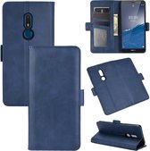 Voor Nokia C3 Dual-side magnetische gesp Horizontale flip lederen tas met houder & kaartsleuven en portemonnee (donkerblauw)