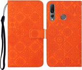 Voor Huawei P Smart Z / Y9 Prime 2019 Etnische stijl Reliëfpatroon Horizontale flip lederen hoes met houder & kaartsleuven & portemonnee & lanyard (oranje)