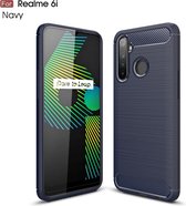 Voor OPPO Realme 6i Brushed Texture Carbon TPU Case (Navy Blue)