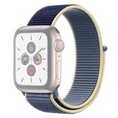 Voor Apple Watch Series 5 & 4 44mm / 3 & 2 & 1 42mm kleuraanpassing nylon horlogeband (blauw + geel)
