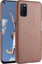Voor Oppo A92 / A52 / A72 Shockproof Crocodile Texture PC + PU Case (bruin)