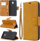 Voor xiaomi redmi 8A lamsvacht textuur pure kleur horizontale flip pu lederen case met houder & kaartsleuven & portemonnee & lanyard (geel)