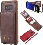 Voor Galaxy S8 + Verticaal Flip Schokbestendig Leren Beschermhoes met Kort Touw, Kaartsleuven & Beugel & Fotohouder & Portemonnee Functie (Koffie)