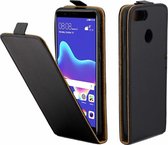 Zakelijke stijl verticale flip TPU lederen tas met kaartsleuf voor Huawei Y9 (2018) / Enjoy 8 Plus (zwart)