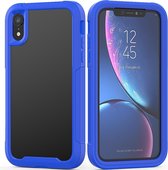 Voor iPhone XR Transparant Serie Frame TPU + PC Stofdicht Krasbestendig Valbestendig Beschermhoes (Blauw)