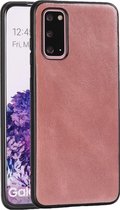 Voor Samsung Galaxy S20 Crazy Horse getextureerd kalfsleer PU + pc + TPU-hoesje (rosÃ©goud)