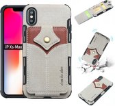 Voor iPhone XS Max doektextuur + PU + TPU schokbestendige beschermhoes met kaartsleuven (grijs)