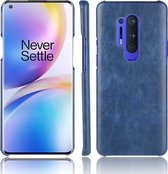 Voor OnePlus 8 Pro Shockproof Litchi Texture PC + PU Case (Blauw)