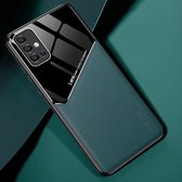 Voor Huawei Honor 30s All-inclusive leer + beschermhoes van organisch glas met metalen ijzeren plaat (groen)