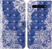 Voor LG K41S / K50S 3D-schilderij Gekleurd tekenpatroon Horizontaal Flip TPU + PU lederen tas met houder & kaartsleuven & portemonnee & draagkoord (wit kant)