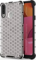 Samsung Galaxy A20s Hoesje - Mobigear - Honeycomb Serie - Hard Kunststof Backcover - Wit - Hoesje Geschikt Voor Samsung Galaxy A20s