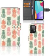 Leuk Hoesje Samsung Galaxy A52 Smartphone Bookcase Cover Ananas