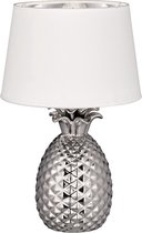 LED Tafellamp - Tafelverlichting - Iona Pinaply - E27 Fitting - Rond - Mat Zilver - Keramiek