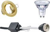 PHILIPS - LED Spot Set - SceneSwitch 827 36D - GU10 Fitting - Dimbaar - Inbouw Rond - Mat Goud - 1.5W-5W - Warm Wit 2200K-2700K - Kantelbaar Ø83mm