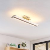 Lindby - LED plafondlamp - staal, kunststof - H: 10 cm - gesatineerd nikkel, transparant