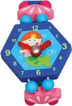 Bino Horloge Zeemeermin Junior 8 X 4 Cm Hout Blauw/roze