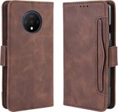 Voor OnePlus 7T Wallet Style Skin Feel Calf Pattern Leather Case met aparte kaartsleuf (bruin)