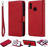 Voor Huawei Honor 10 Lite Effen kleur Horizontaal Flip beschermhoes met houder & kaartsleuven & portemonnee & fotolijst & lanyard (rood)