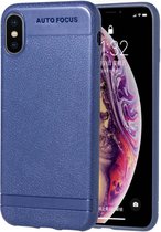 Litchi Texture TPU schokbestendig hoesje voor iPhone XS Max (blauw)