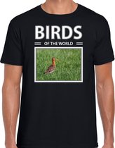 Dieren foto t-shirt Grutto - zwart - heren - birds of the world - cadeau shirt Gruttos liefhebber 2XL