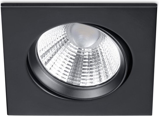 LED Spot - Inbouwspot - Torna Paniro - Vierkant 5W - Dimbaar - Warm Wit 3000K - Mat Zwart - Aluminium - 80mm