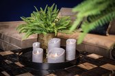PTMD LED Kaars rustiek licht grijs 10 x 10 x 15 cm. - PTMD LED Light Candle rustic suede grey moveable flame