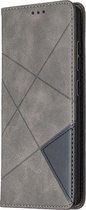 Mobigear Telefoonhoesje geschikt voor Samsung Galaxy S20 FE Hoesje | Mobigear Rhombus Slim Bookcase | Pasjeshouder voor 2 Pasjes | Telefoonhoesje voor Pinpas / OV Kaart / Rijbewijs - Grijs