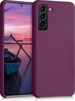 kwmobile telefoonhoesje voor Samsung Galaxy S21 - Hoesje met siliconen coating - Smartphone case in bordeaux-violet