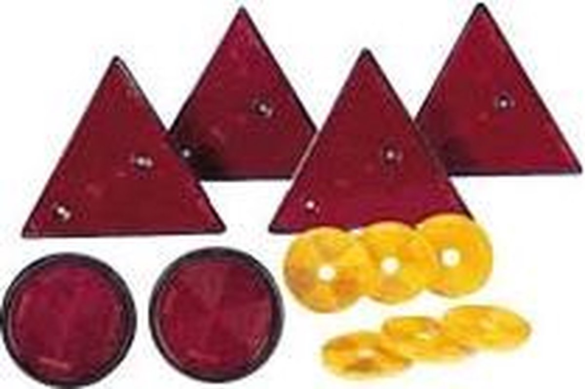 Dragon-Tools Aanhanger Reflectoren - Rond & Driehoek - Rood - 12 delig – foto 6