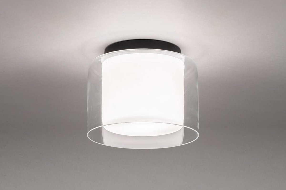 Lumidora Plafondlamp 73988 E27 Zwart Wit Glas Badkamerlamp