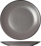 Speckle Grijs Dinerbord - Plat - Ø 27cm - Met Zwarte Rand