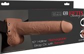 Fetish Fantasy 10" Hollow Rechargeable Strap-On with Remote, Tan - Realistic Dildos - Strap On Dildos