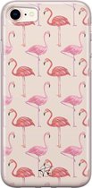 iPhone SE 2020 hoesje - Flamingo - Soft Case Telefoonhoesje - Print - Roze