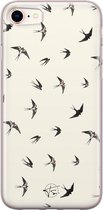 iPhone SE 2020 hoesje - Vogels / Birds - Soft Case Telefoonhoesje - Print - Beige