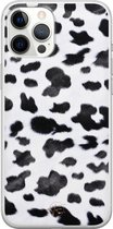 iPhone 12 Pro Max hoesje - Koeienprint - Soft Case Telefoonhoesje - Print - Zwart
