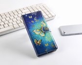P.C.K. Hoesje/Boekhoesje/Bookcase blauwe vlinder print geschikt voor Apple iPhone 12 MET GLASFOLIE