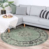 Rond vintage vloerkleed - Wonder Groen/Zwart Ø 220cm