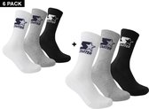 Starter - 6-Pack Crew Socks - Sokken - 39 - 42 - Zwart/Wit/Grijs